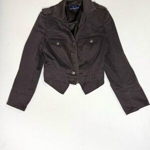 Van Avendonck Cropped Military Style Long Sleeve Brown Jacket Size 6